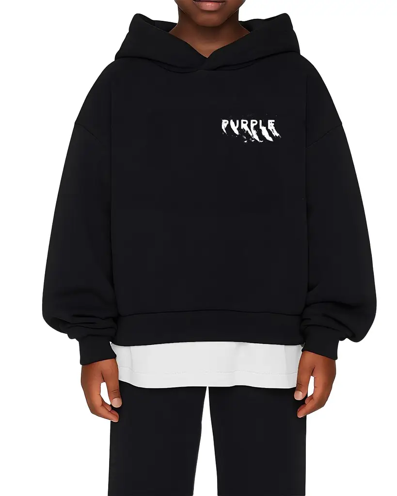 PURPLE Boy 's MWT Cotton Fleece Hoodie, Size 4-12