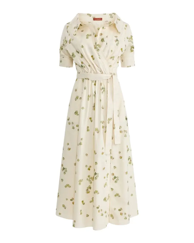 Altuzarra Lydia Floral-Print Waist-Tie Midi Dress