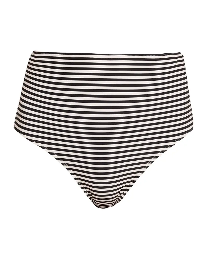 Nili Lotan High-Waist Striped Bikini Bottoms
