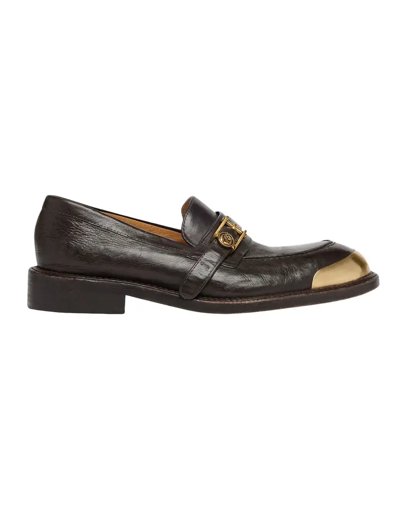 Versace Men 's Medusa Buckle Calf Leather Loafers