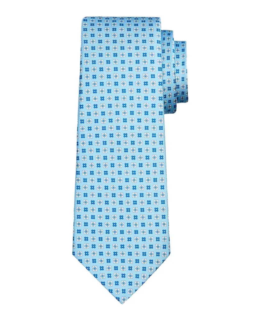 Kiton Men 's Geometric Floral Silk 7-Fold Tie