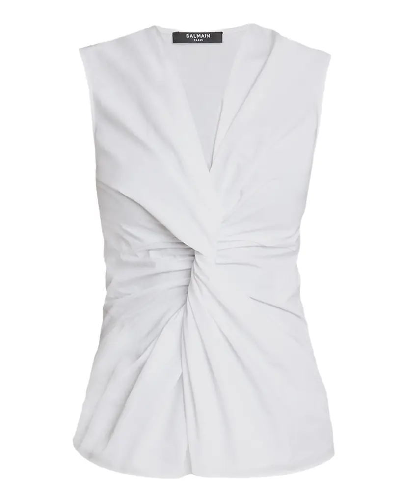 Balmain Twisted Cotton Sleeveless Top