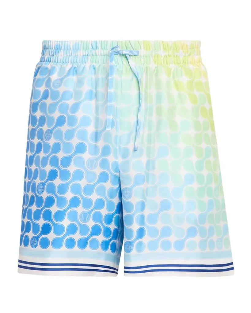 CASABLANCA Men 's Gradient Tennis Tile Silk Drawstring Shorts