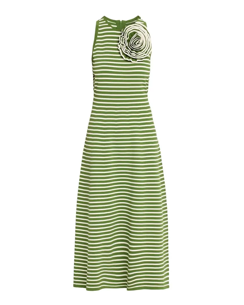 Lela Rose Rose Striped Knit Halter Ankle Dress