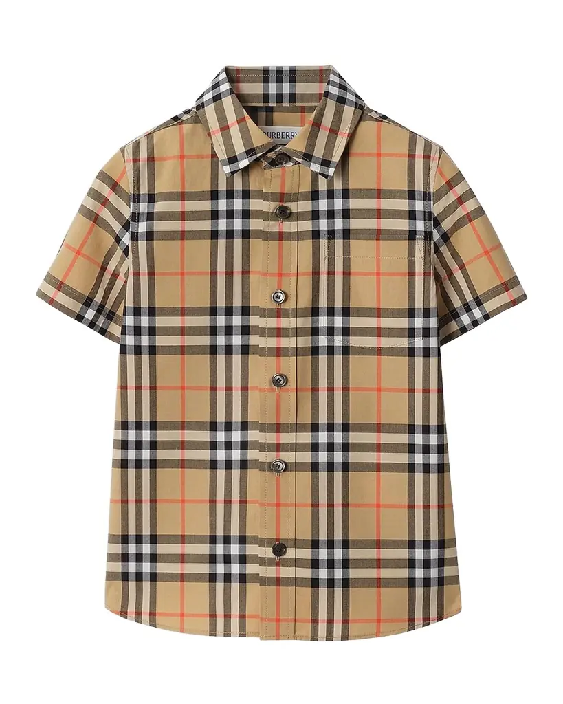 Burberry Boy 's Owen Short-Sleeve Check Cotton Shirt, Size 3-14