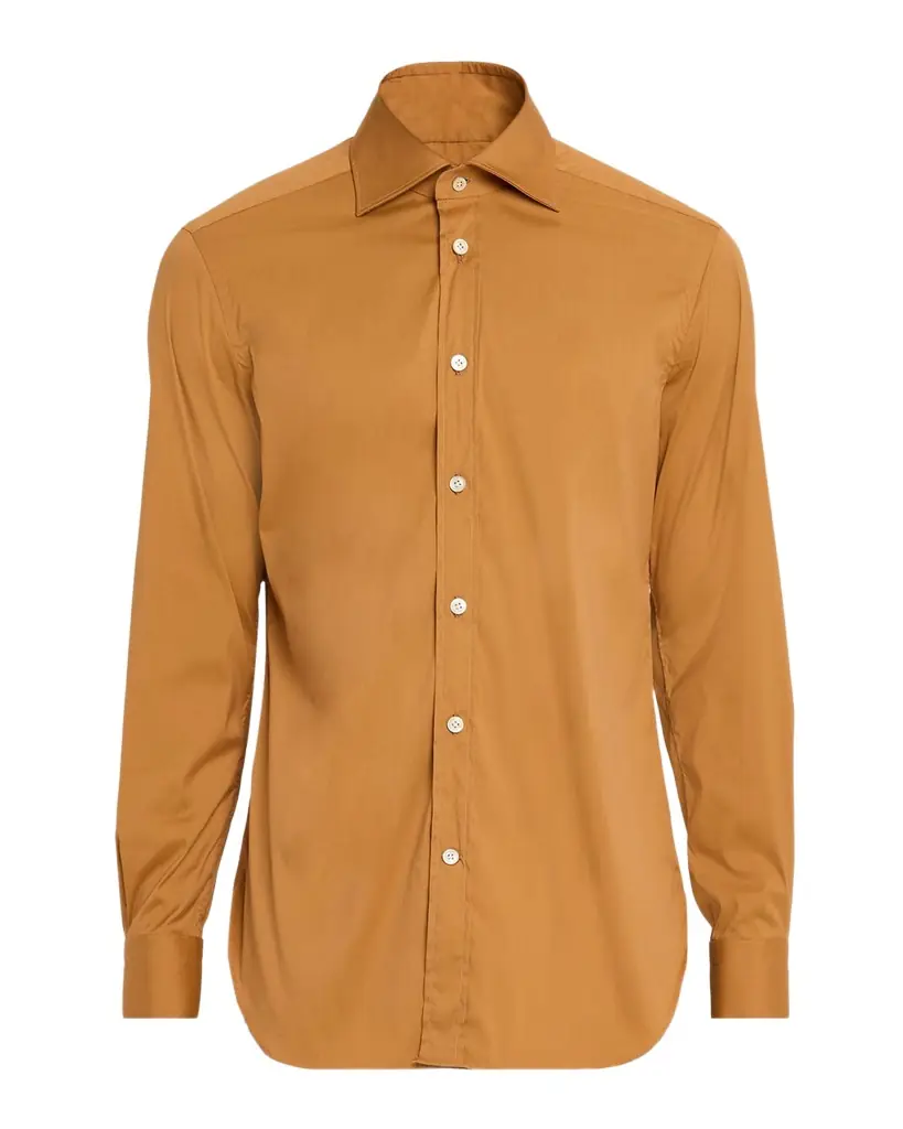 Kiton Men 's Solid Cotton Sport Shirt