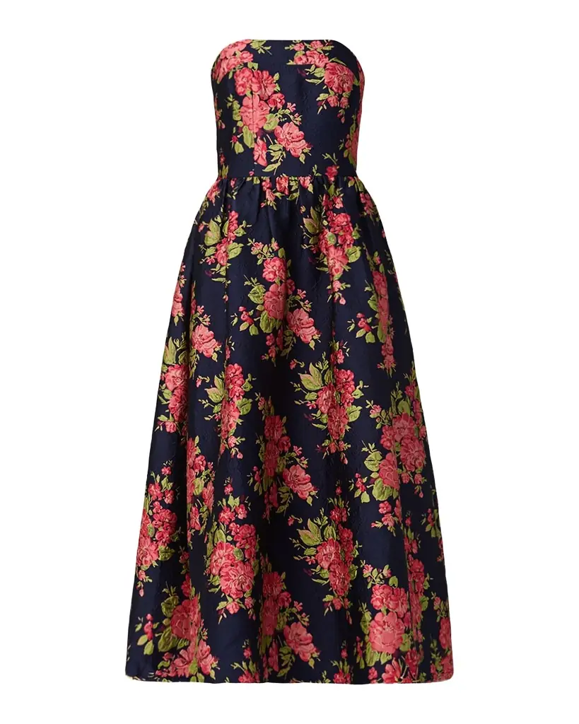 Shoshanna Dana Strapless Floral Jacquard Maxi Dress