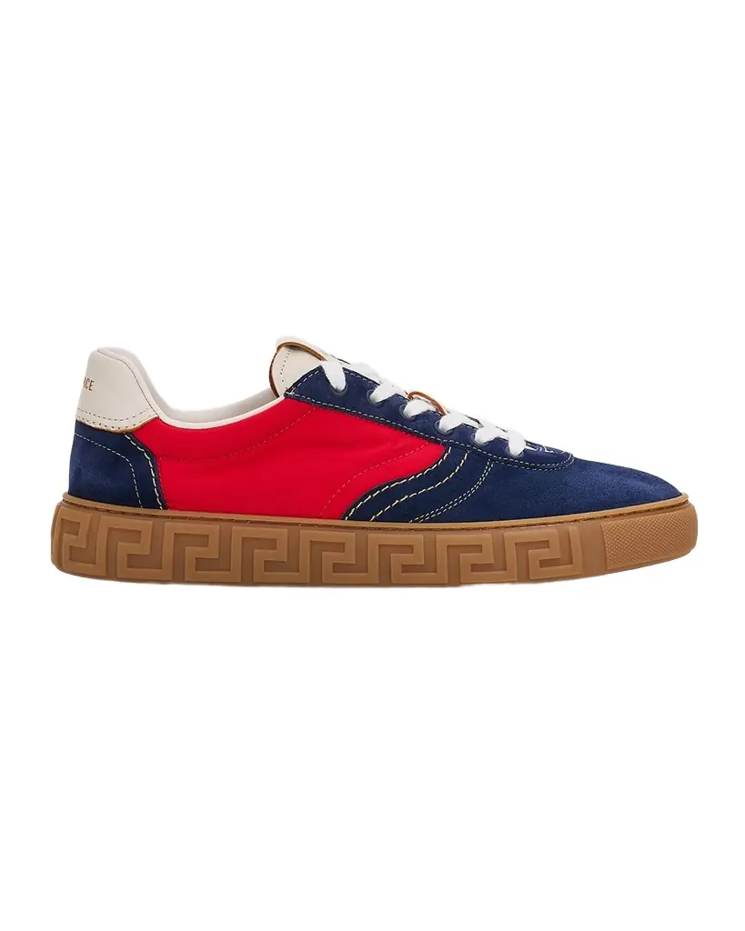 Versace Men 's Greca-Sole Suede and Nylon Low-Top Sneakers
