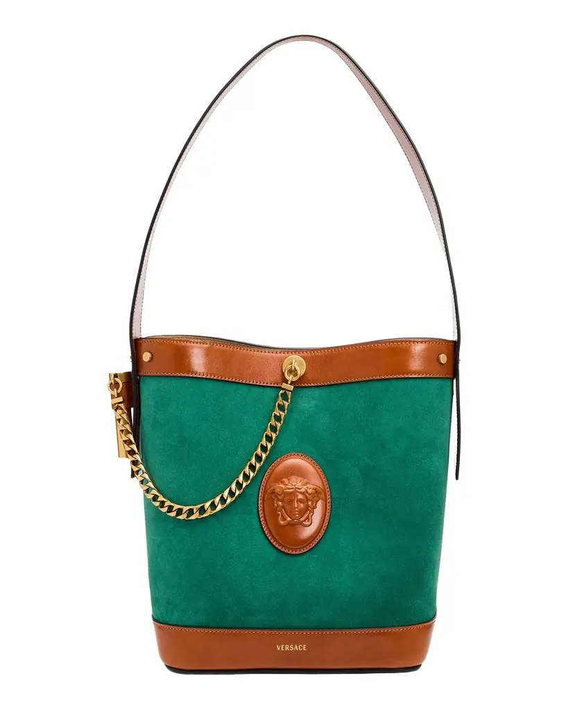 Versace Medusa Small Suede Bucket Bag
