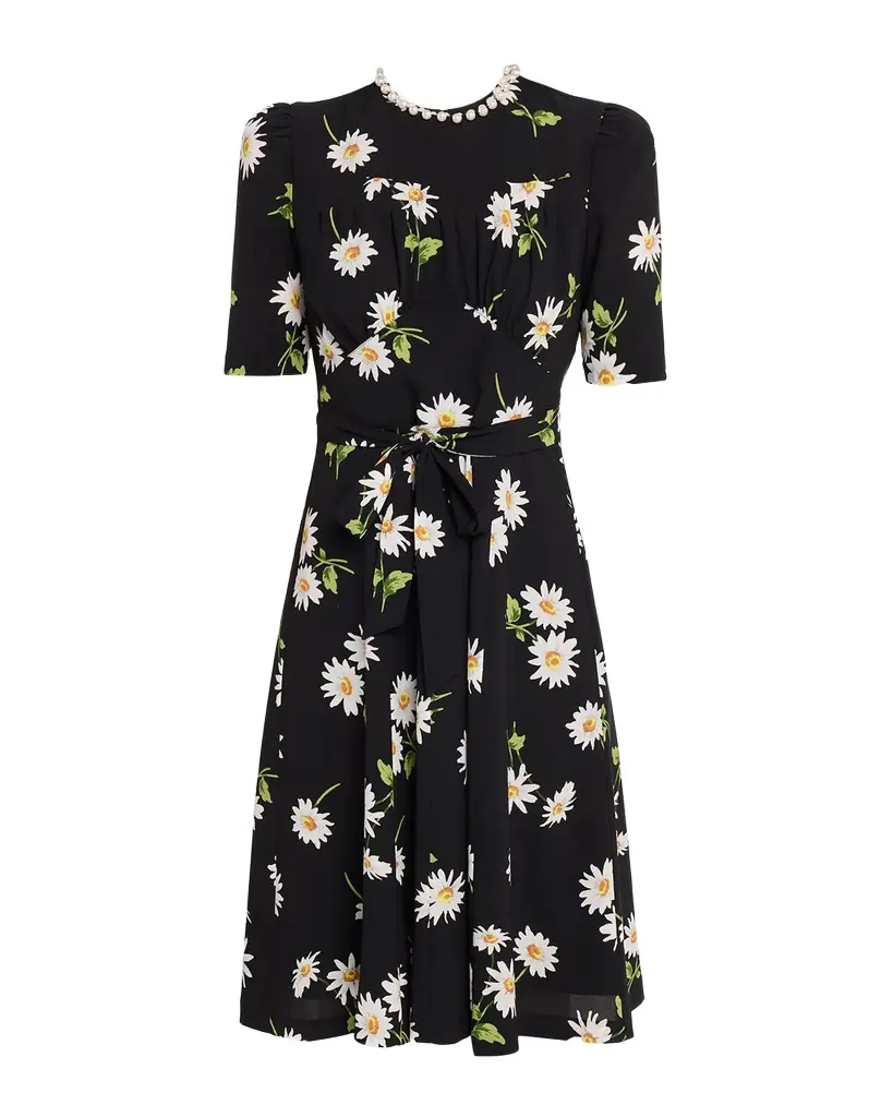 Rickie Freeman for Teri Jon Floral-Print Crepe Dress