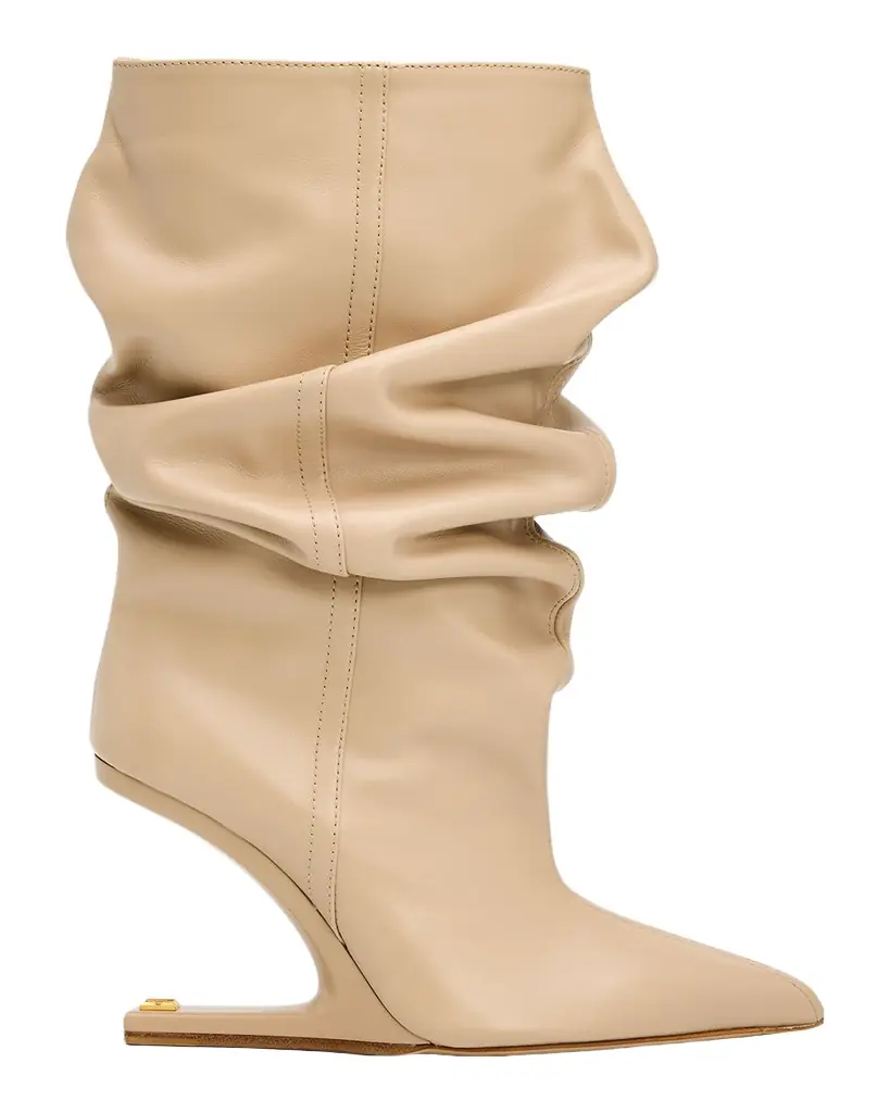 Balmain No Wedge Smooth Leather Ankle Boots