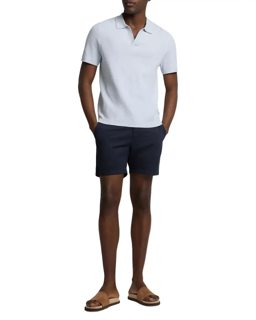 Onia Men 's Tipped Linen Knit Johnny Collar Polo Shirt