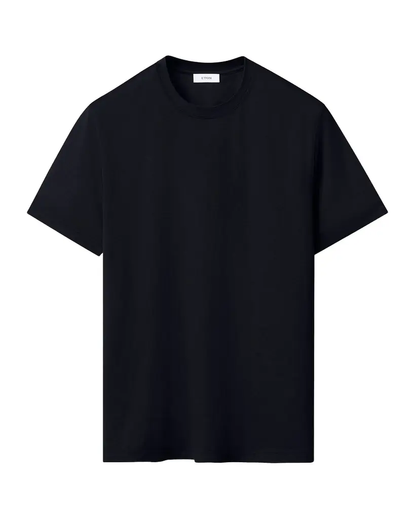 Eton Men 's Cotton and Silk Solid Crewneck T-Shirt