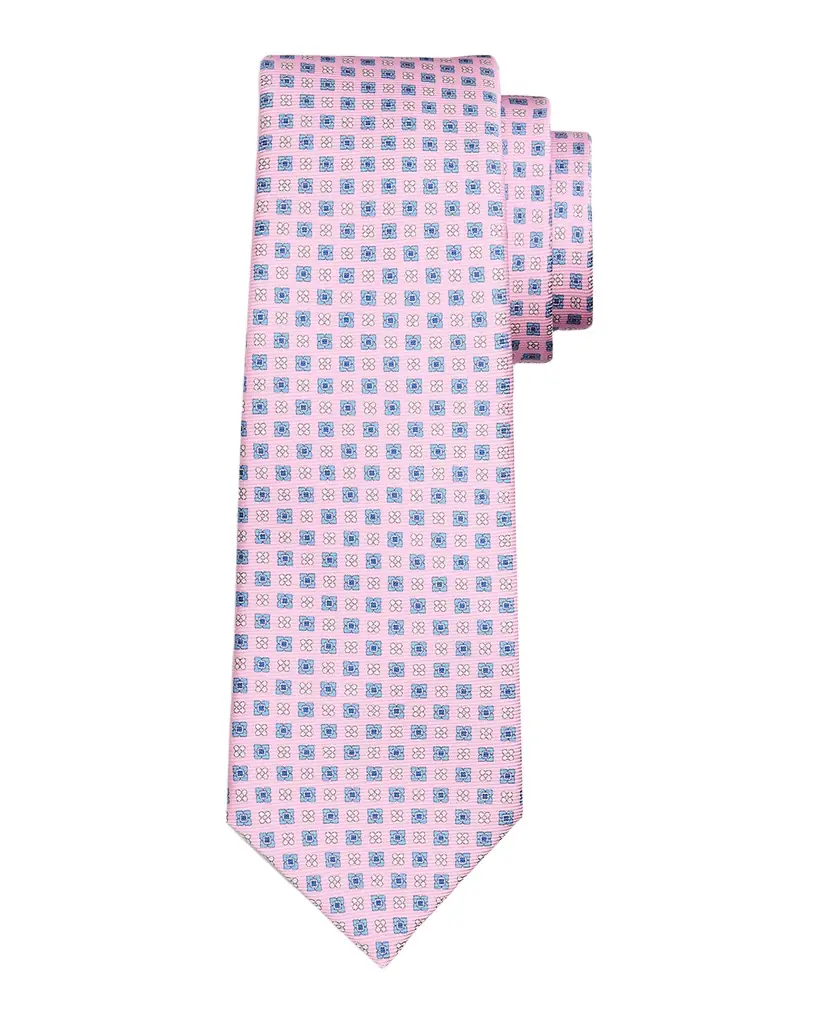 Kiton Men 's Geometric Floral Silk 7-Fold Tie