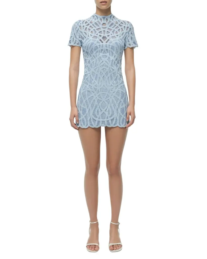 SIMKHAI Desiree Scalloped Macrame Mini Dress