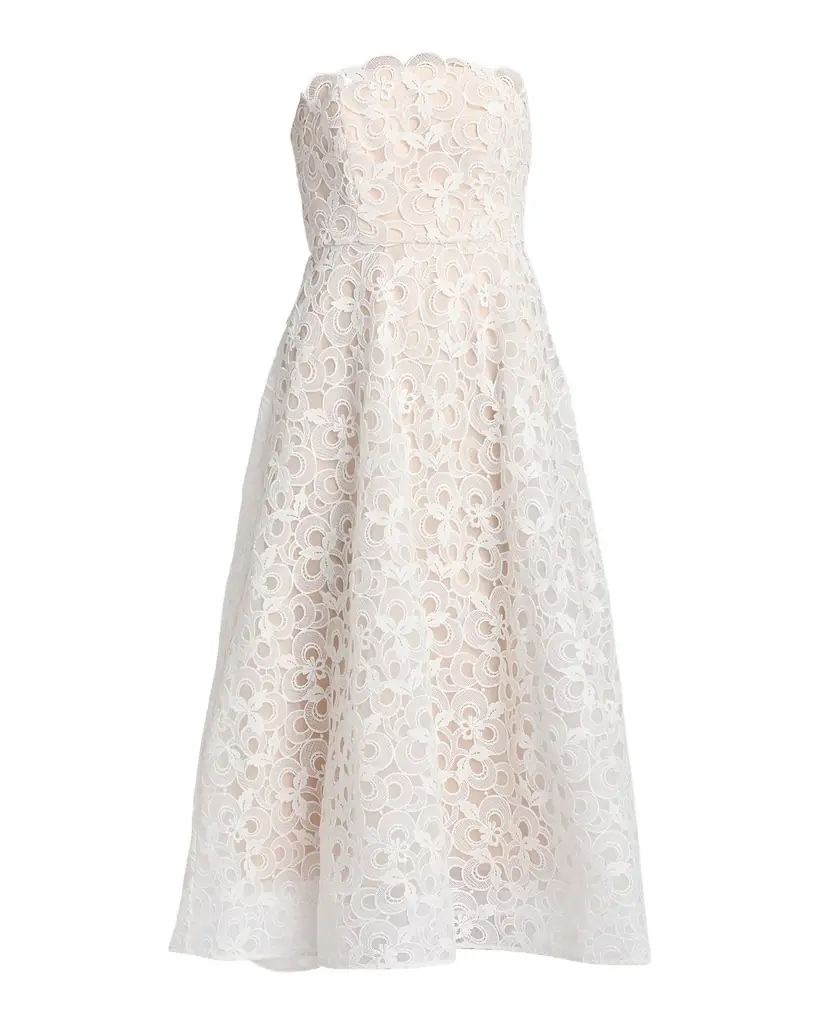 Milly Petunia Strapless Embroidered Lace Gown