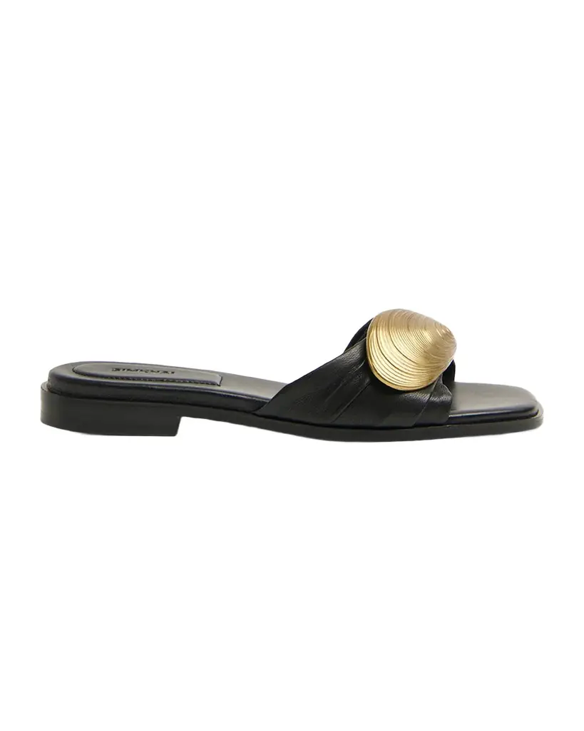 SIMKHAI Gigi Oyster Leather Slide Sandals