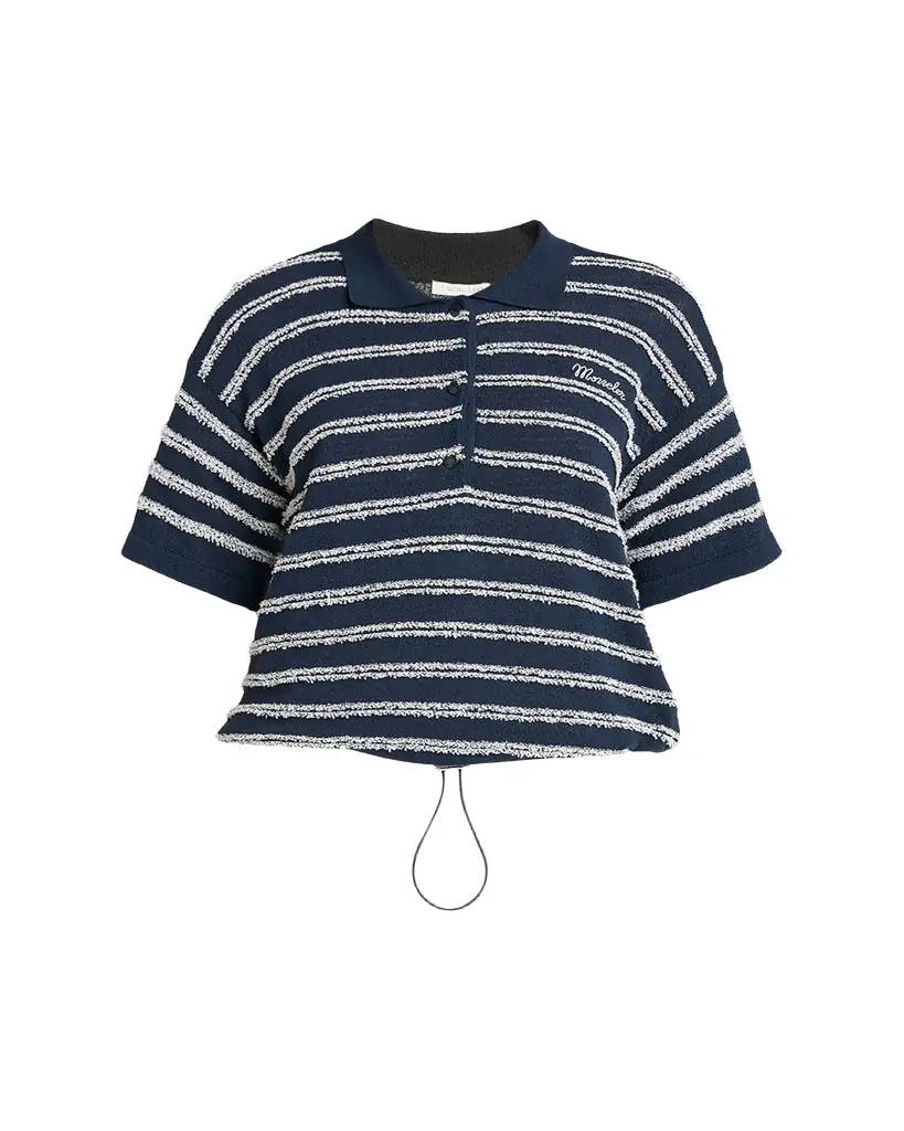 Moncler Short-Sleeve Cotton Terry Polo Top