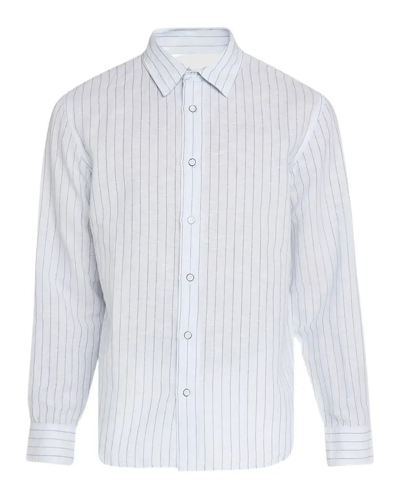 Rag & Bone Men 's Linen and Cotton Hairline Sport Shirt