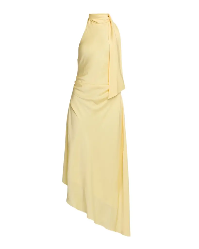 SIMKHAI Monica High-Low Satin Halter Midi Dress