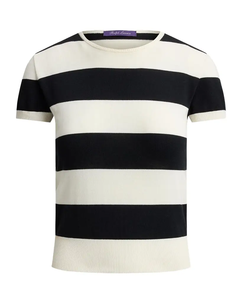 Ralph Lauren Collection Striped Cotton-Silk Short-Sleeve Sweater