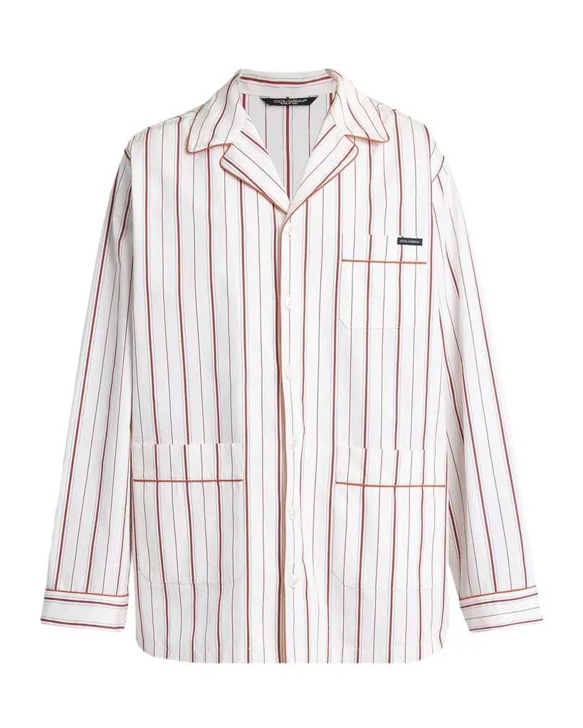 Dolce & Gabbana Men 's Cotton and Silk Stripe Button-Down Shirt with Piping