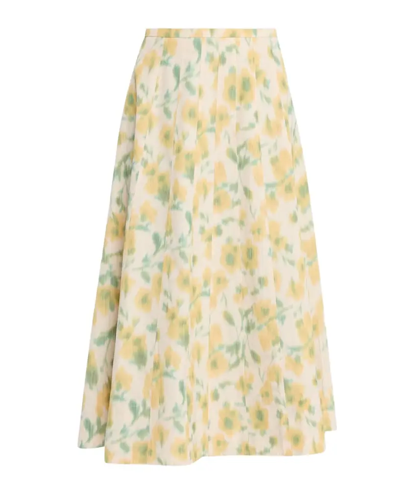 Tanya Taylor Tavia Floral Taffeta Midi Skirt