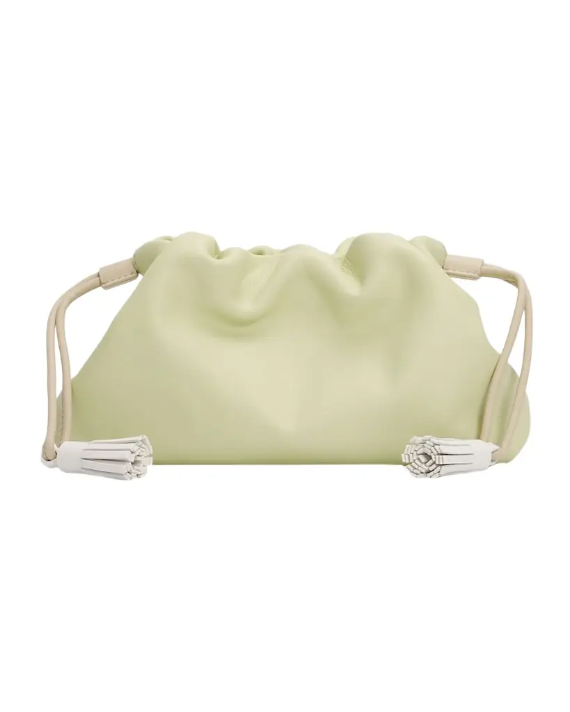Veronica Beard Stash Small Leather Drawstring Clutch Bag
