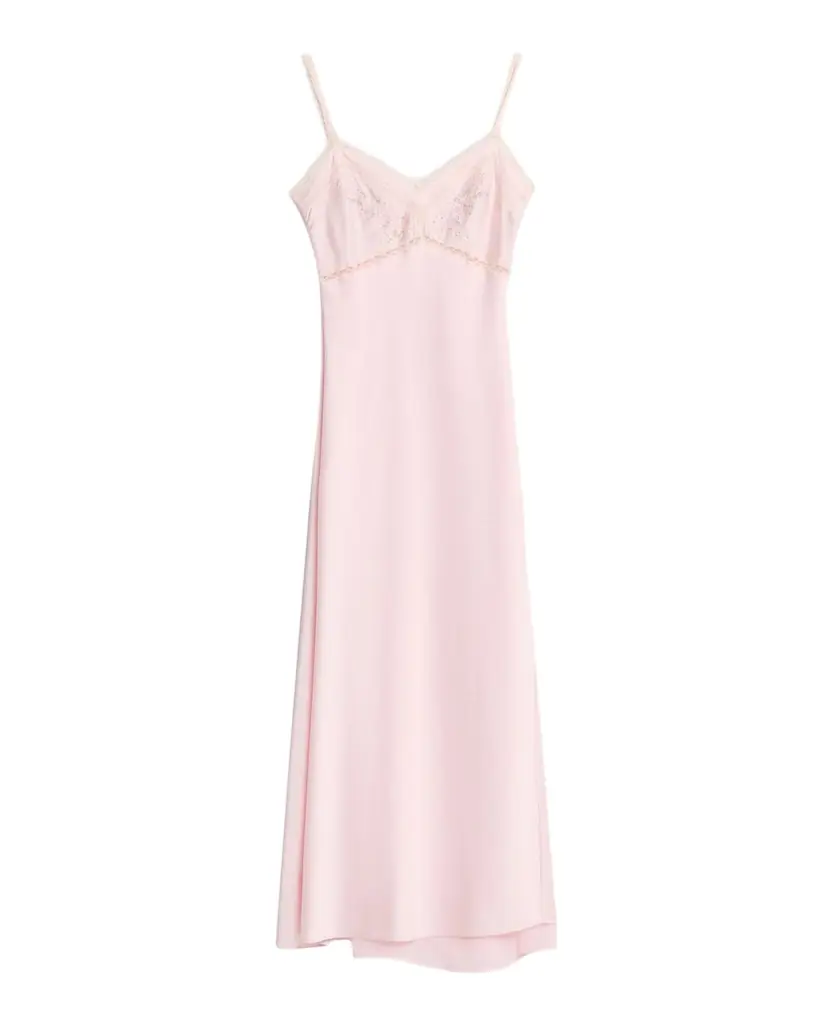 LoveShackFancy Annabeth Embroidered Satin Maxi Dress