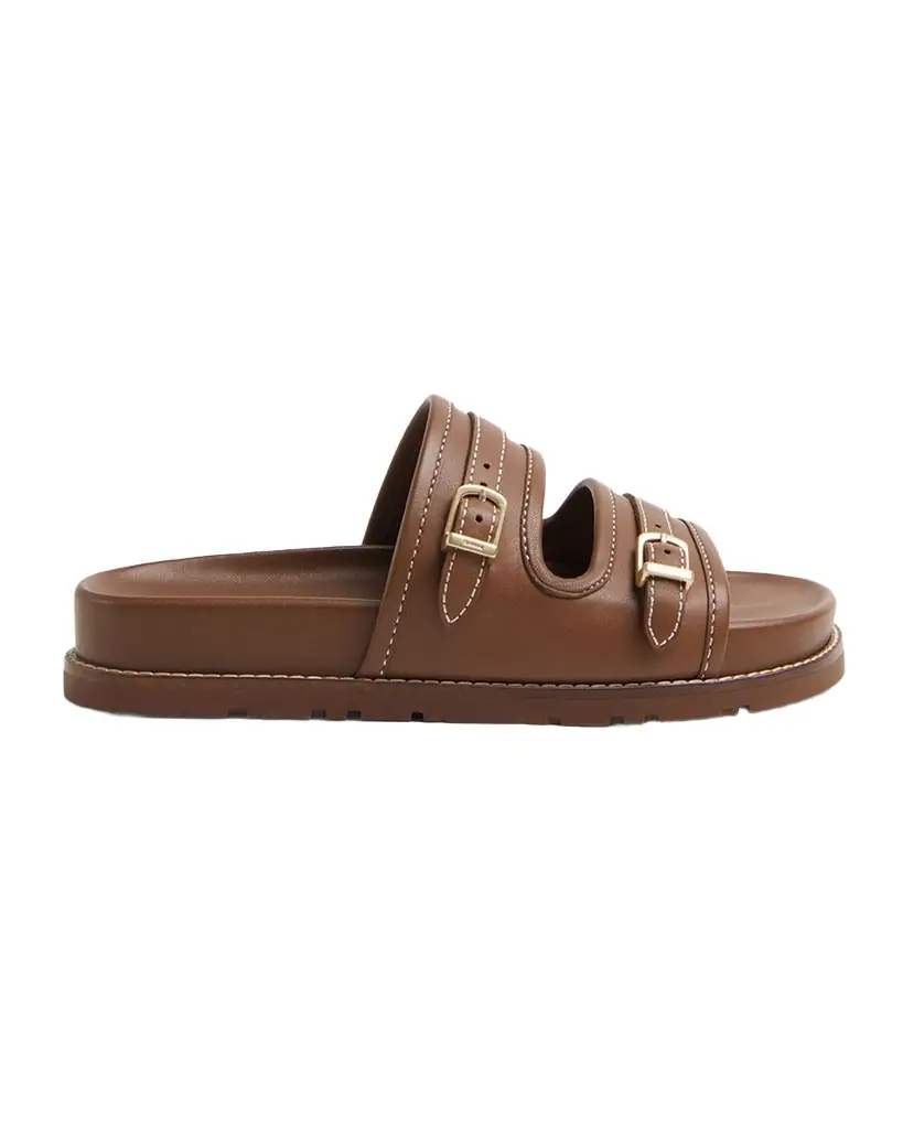 SIMKHAI Aura Leather Pool Slide Sandals