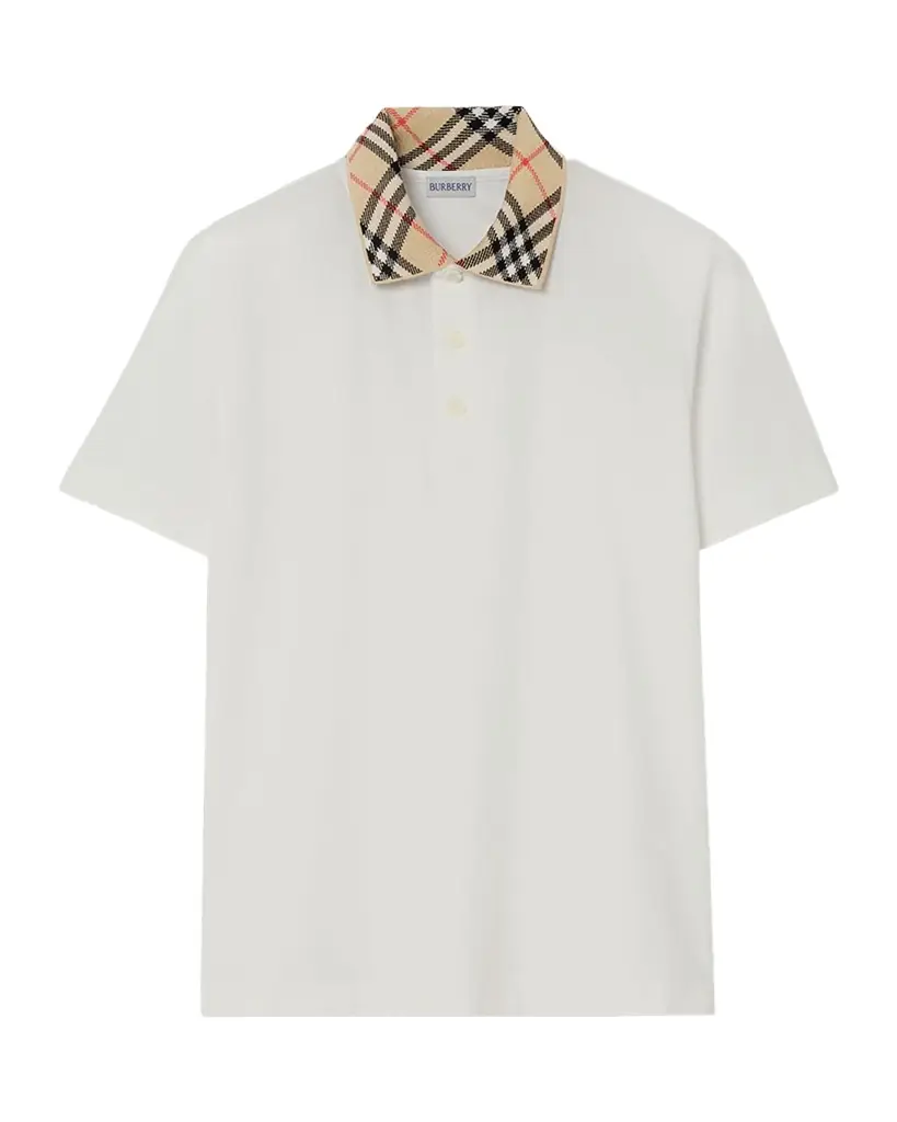 Burberry Men 's Check-Collar Cotton Polo Shirt