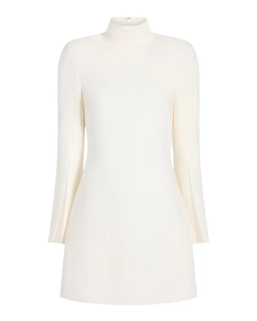 Cinq a Sept Drapey Crepe Mock-Neck Mini Dress