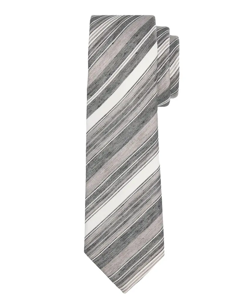 Emporio Armani Men 's Variegated Stripe Linen and Silk Tie