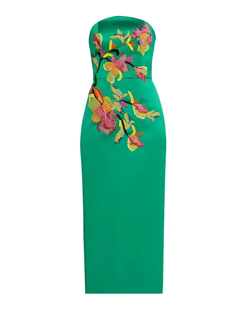 Amsale Arch Strapless Embroidered Column Cocktail Dress - Women's Clothing
