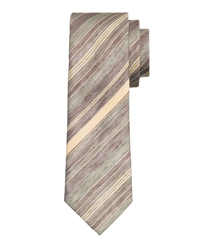Emporio Armani Men 's Variegated Stripe Linen and Silk Tie