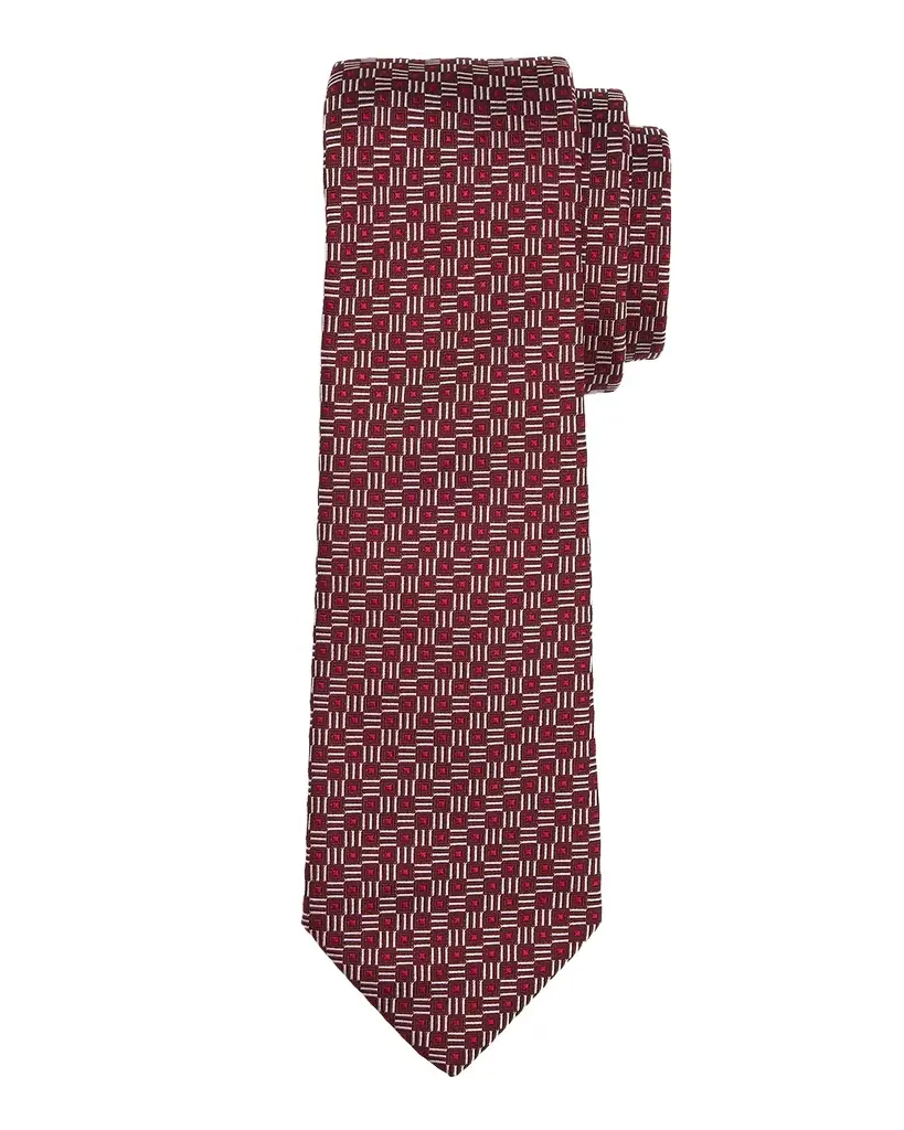 Emporio Armani Men 's Micro-Geometric Square Silk Tie