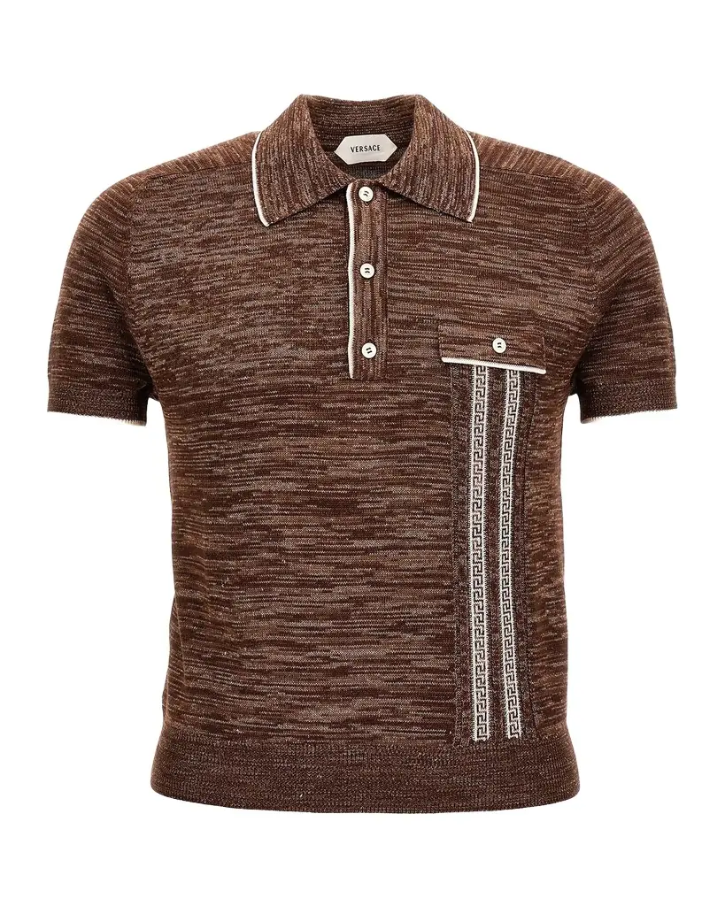 Versace Men 's Mouline Jacquard Knit Polo
