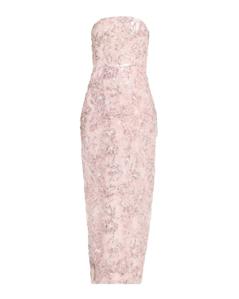 Milly Jasmine Strapless Beaded Column Gown