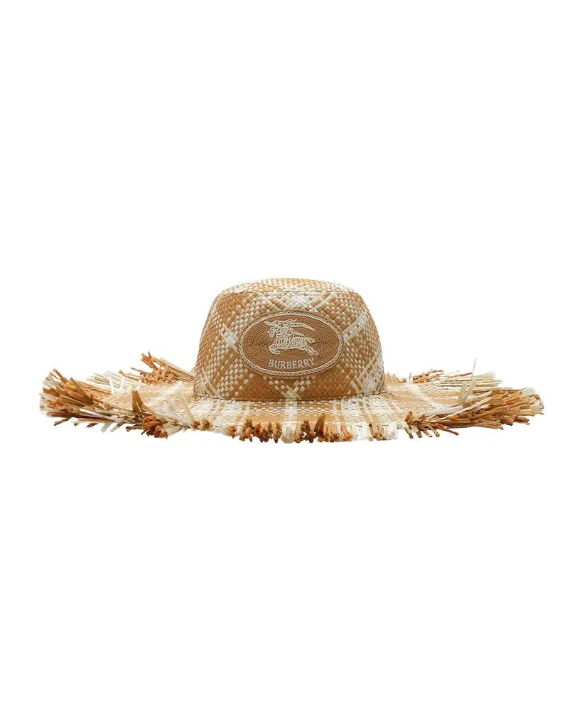 Burberry Knight Stamp Raffia-Effect Sun Hat