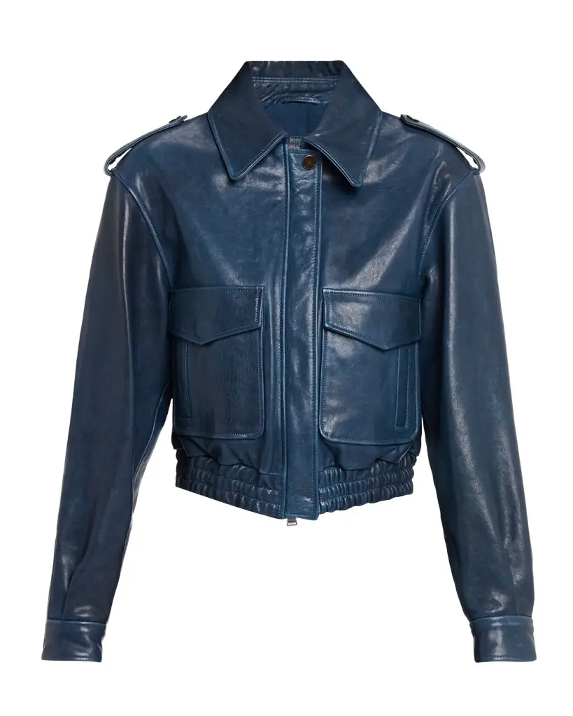 SIMKHAI Roland Cropped Leather Jacket