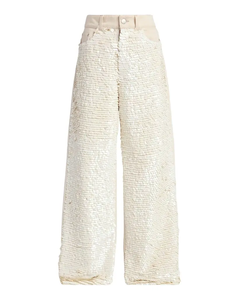Stella McCartney Opalescence Sequined Straight-Leg Boyfriend Jeans