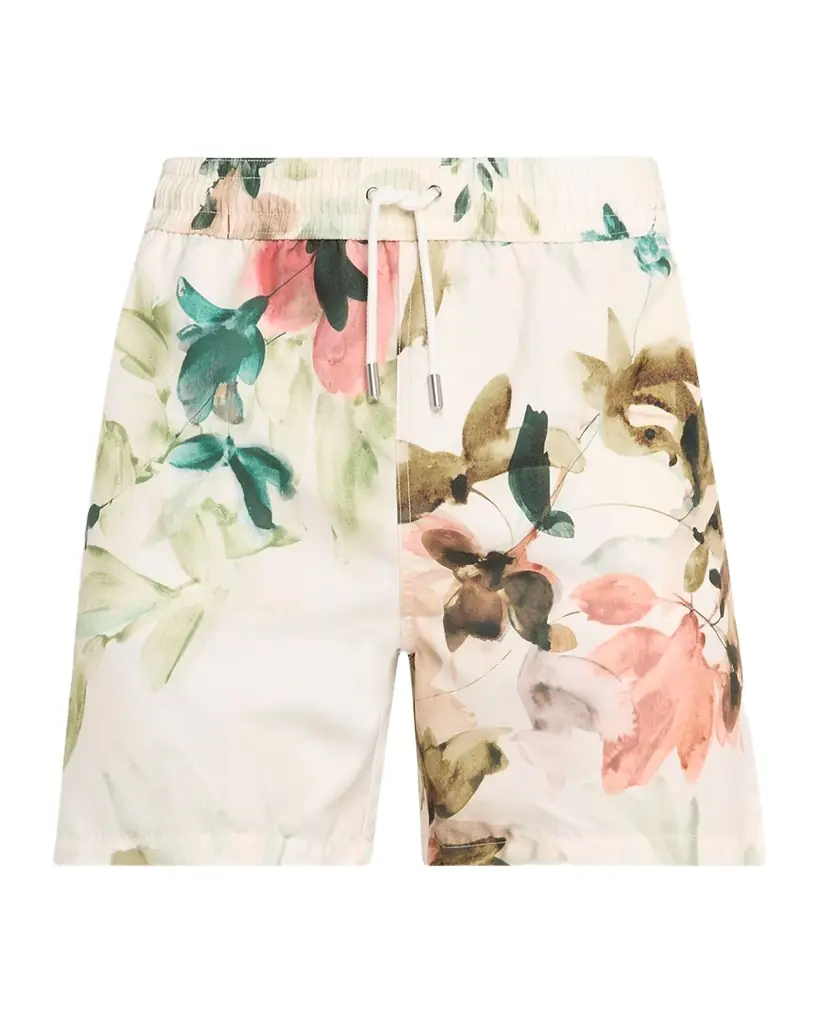 SIMKHAI Men 's Lowell Watercolor Floral Swim Shorts