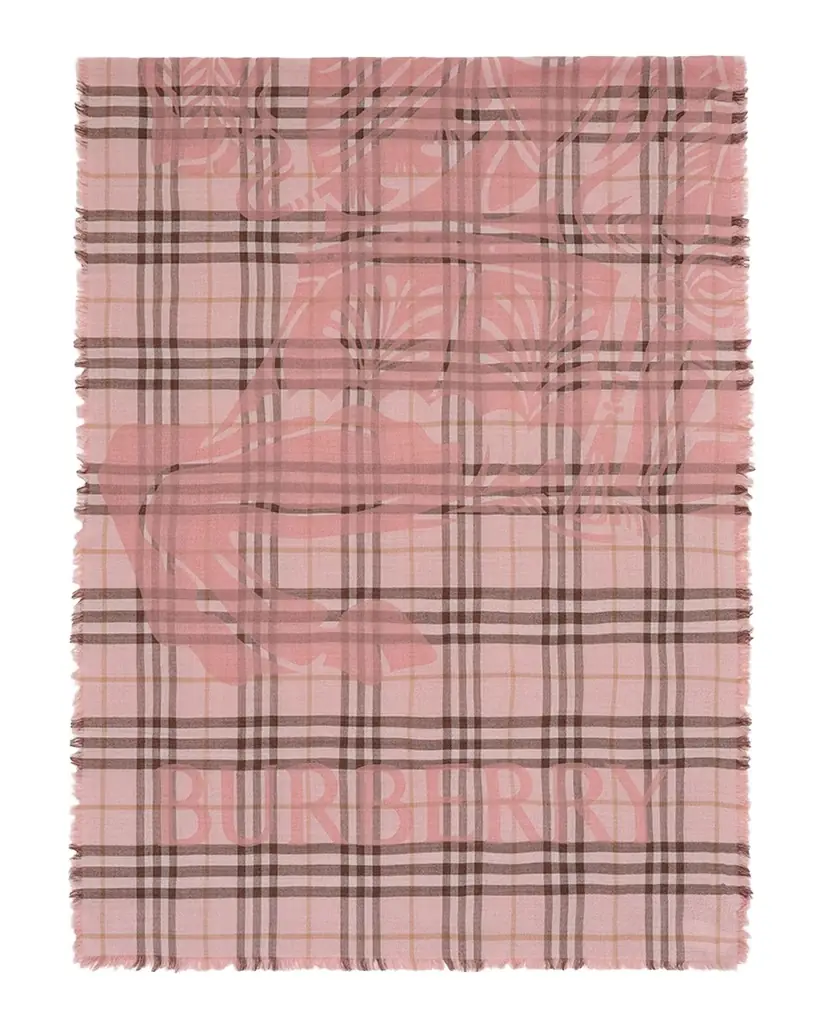 Burberry Wide EKD Check Wool Silk Scarf