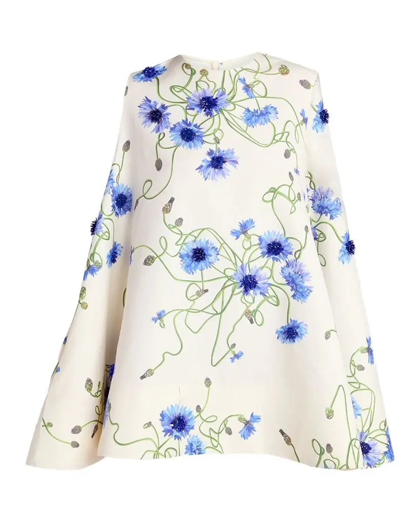 Stella McCartney Embellished Twisted Floral A-Line Mini Dress