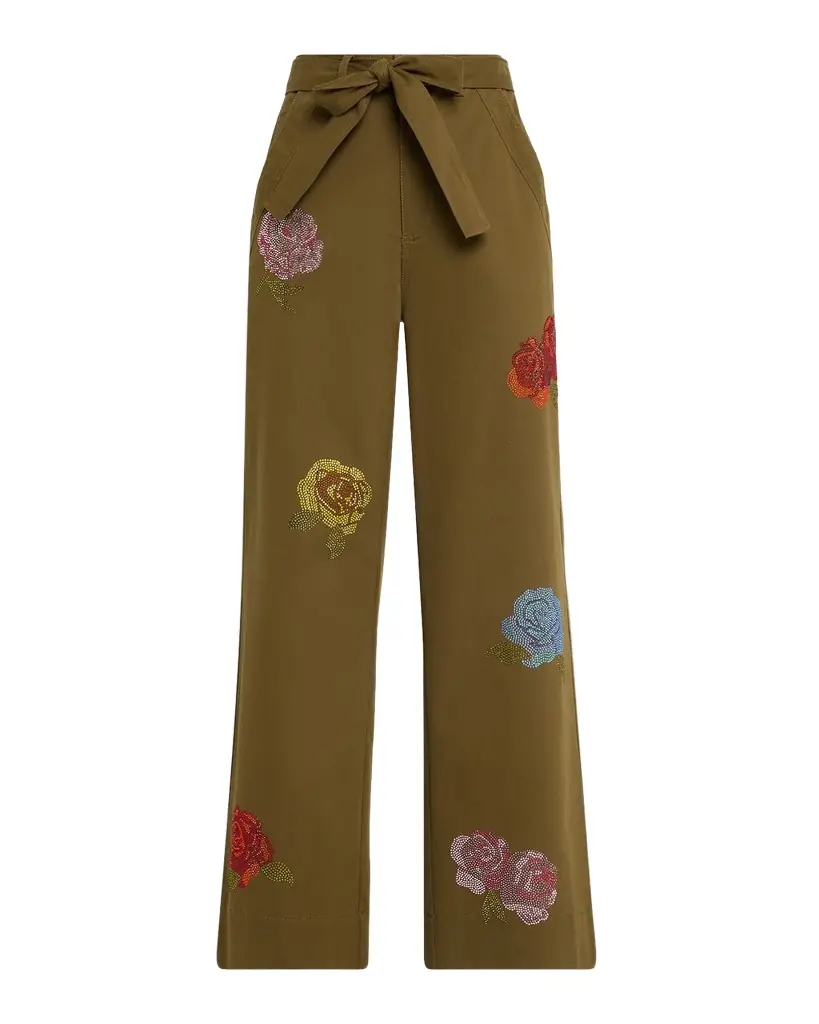 Cinq a Sept Wide-Leg Heatset Roses Pants