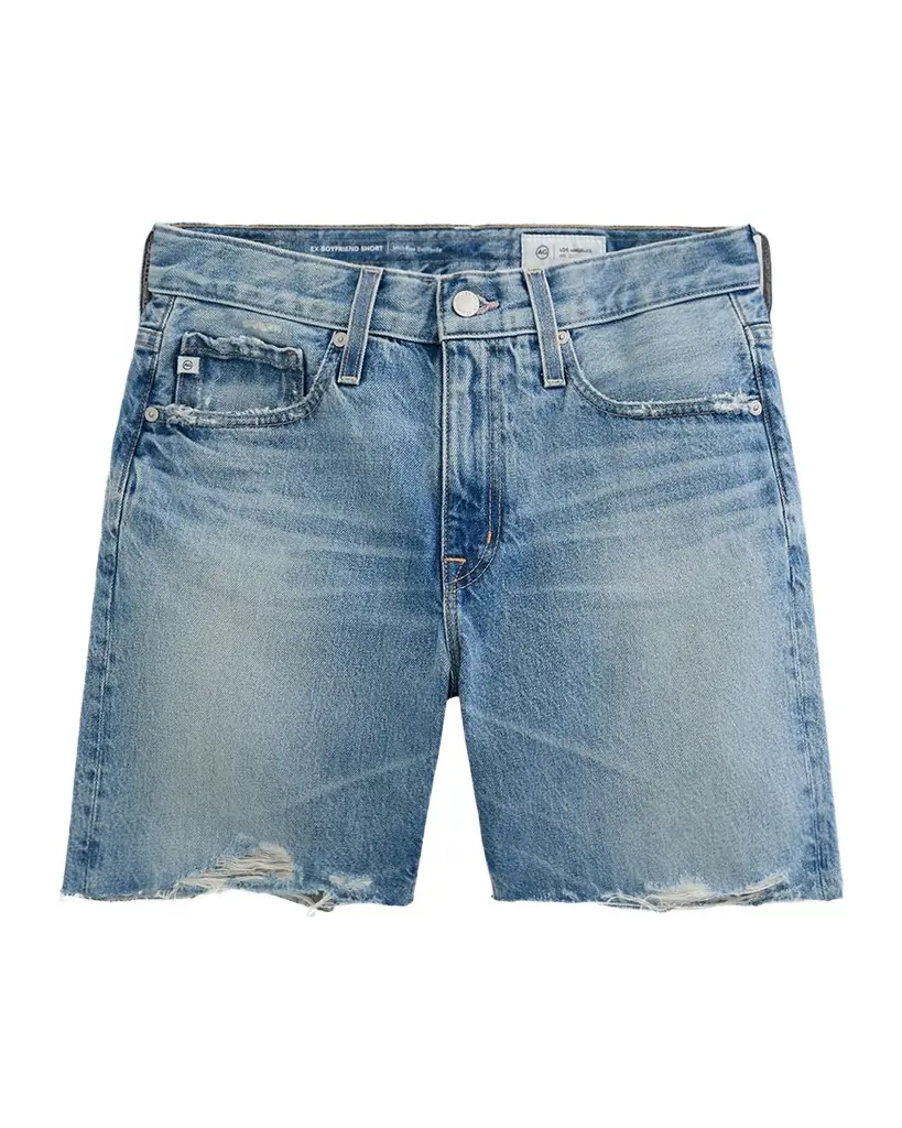 AG Jeans Billie Frayed-Hem Cotton Denim Shorts