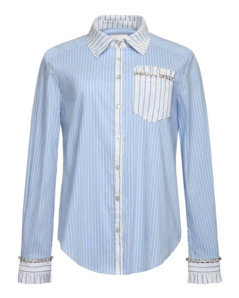 Cinq a Sept Dorsia Crystal-Embellished Pinstripe Button-Front Shirt