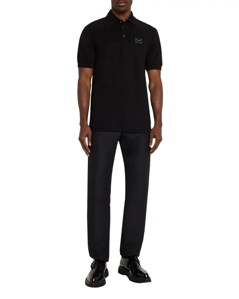 Dolce & Gabbana Men 's Cotton Pique Polo Shirt with Branded Tag