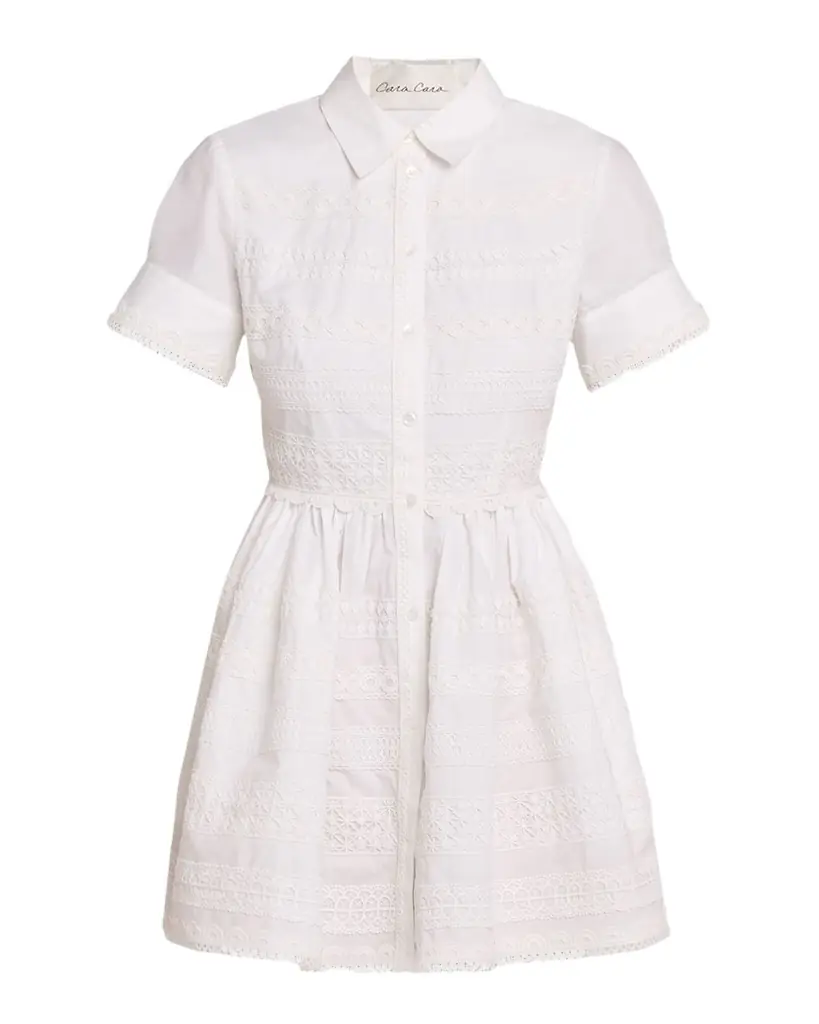 Cara Cara Kai Lace Cotton Mini Shirtdress