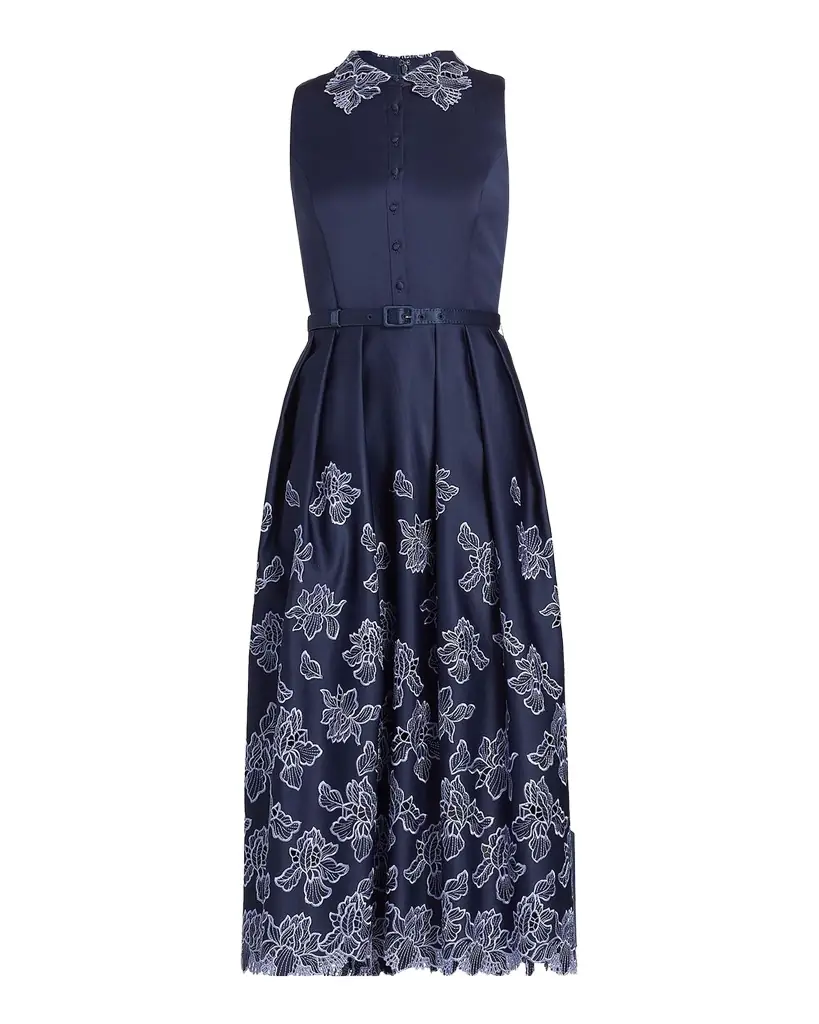 gia beaded shawl-embellished dress Theia Gia Beaded Shawl-Embellished Dress - Navy 25% Off